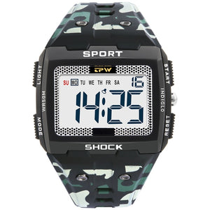 Big Numbers Men Sport Watch Digital Multifunction Alarm Chrono 5Bar Waterproof Back Light Square Screen