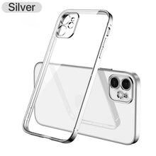 Luxury Plating Square Frame Silicone Transparent Case on For iPhone 11 12 13 Pro Max Mini X XR 7 8 Plus SE 2020 Clear Back Cover